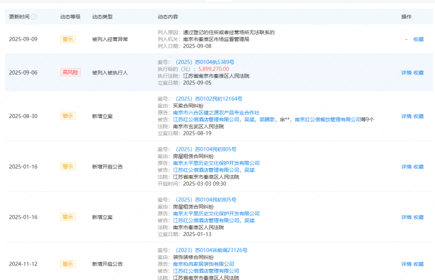 创始人被执行近590万！“南京中餐馆天花板”门店全关